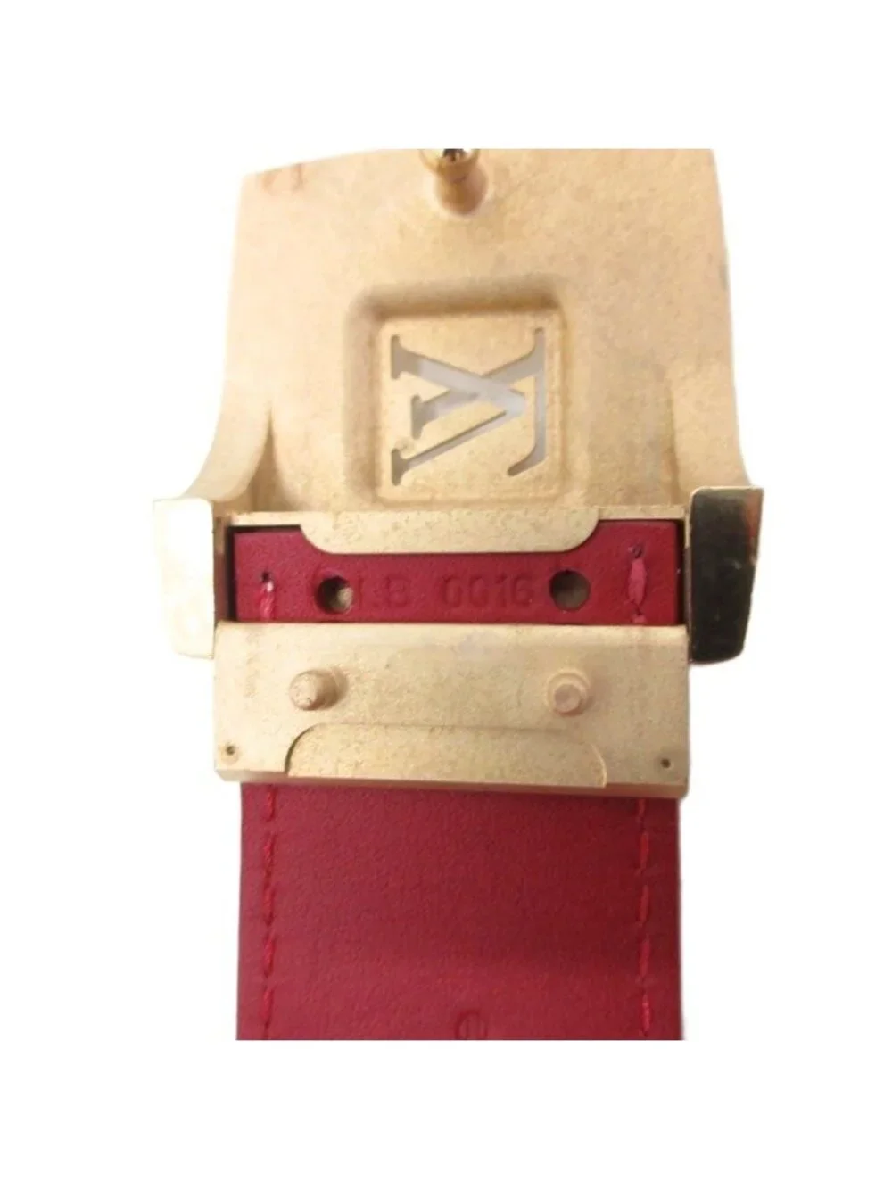 Louis Vuitton Monogram Ceinture Carre Belt Logo Buckle LV 34 85 White Multicolor